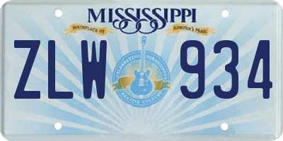 MS license plate ZLW934