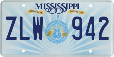MS license plate ZLW942