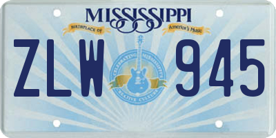 MS license plate ZLW945