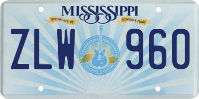 MS license plate ZLW960