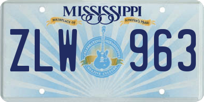 MS license plate ZLW963