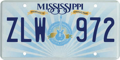 MS license plate ZLW972