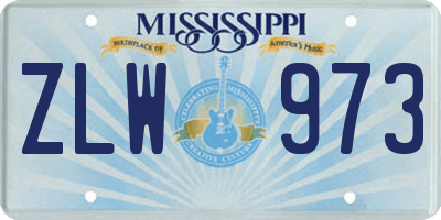 MS license plate ZLW973