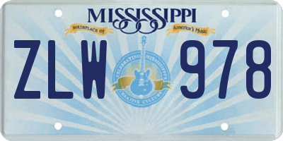 MS license plate ZLW978