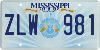 MS license plate ZLW981