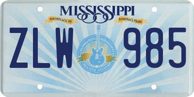 MS license plate ZLW985
