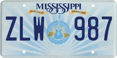 MS license plate ZLW987