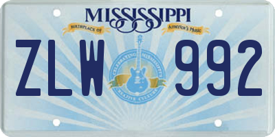 MS license plate ZLW992