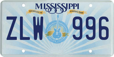 MS license plate ZLW996