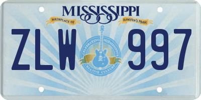 MS license plate ZLW997