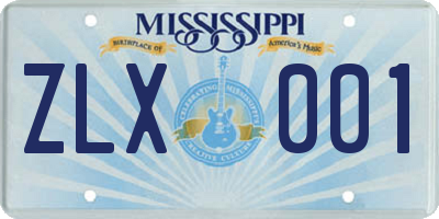 MS license plate ZLX001