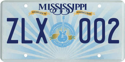 MS license plate ZLX002