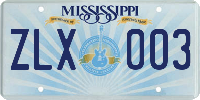 MS license plate ZLX003