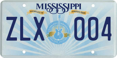 MS license plate ZLX004