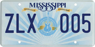 MS license plate ZLX005