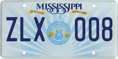 MS license plate ZLX008