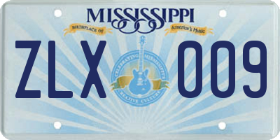 MS license plate ZLX009