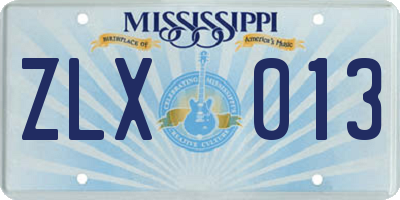 MS license plate ZLX013