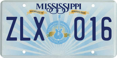 MS license plate ZLX016