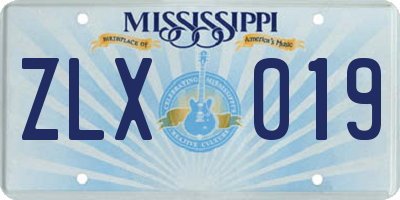 MS license plate ZLX019