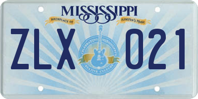 MS license plate ZLX021
