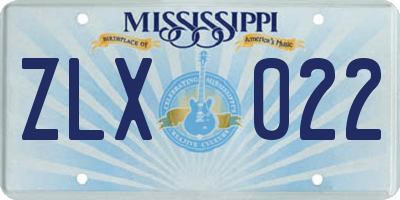 MS license plate ZLX022
