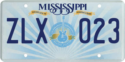 MS license plate ZLX023