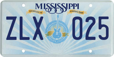 MS license plate ZLX025