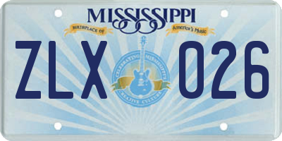 MS license plate ZLX026