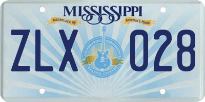 MS license plate ZLX028