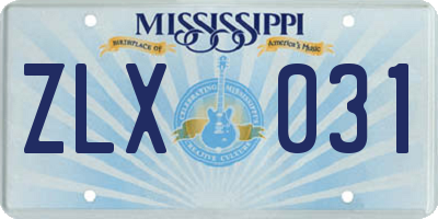 MS license plate ZLX031