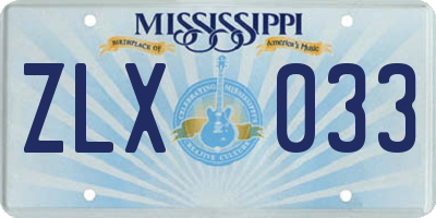 MS license plate ZLX033