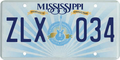 MS license plate ZLX034