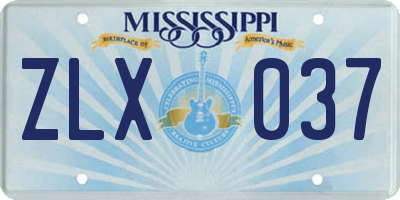 MS license plate ZLX037