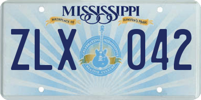 MS license plate ZLX042