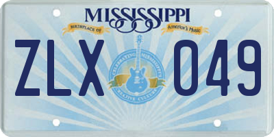 MS license plate ZLX049