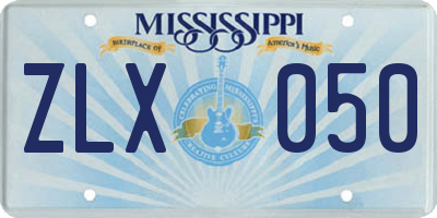 MS license plate ZLX050