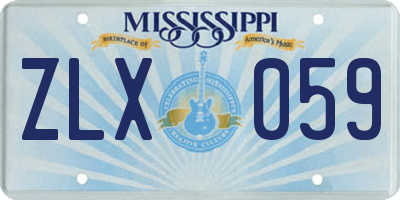 MS license plate ZLX059