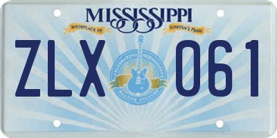 MS license plate ZLX061