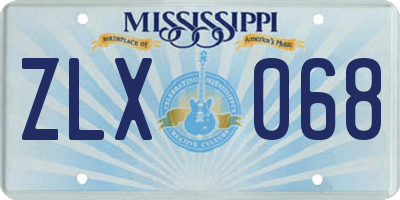 MS license plate ZLX068