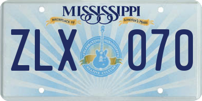 MS license plate ZLX070