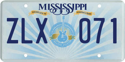 MS license plate ZLX071