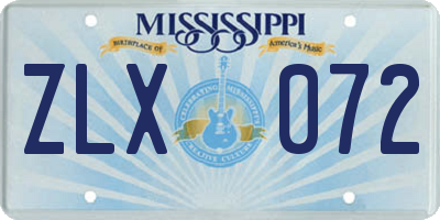 MS license plate ZLX072
