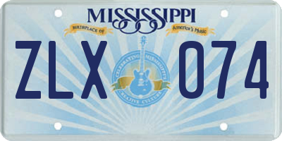 MS license plate ZLX074