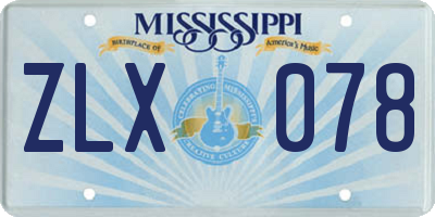 MS license plate ZLX078