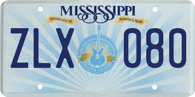 MS license plate ZLX080