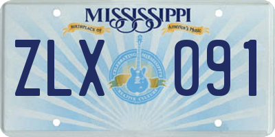 MS license plate ZLX091