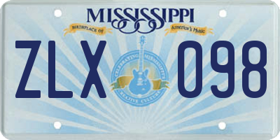 MS license plate ZLX098