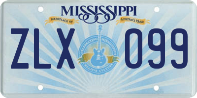 MS license plate ZLX099