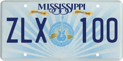 MS license plate ZLX100